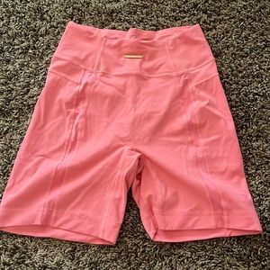 Gymshark X Whitney Simmons bright peach/ coral biker shorts with mesh details!